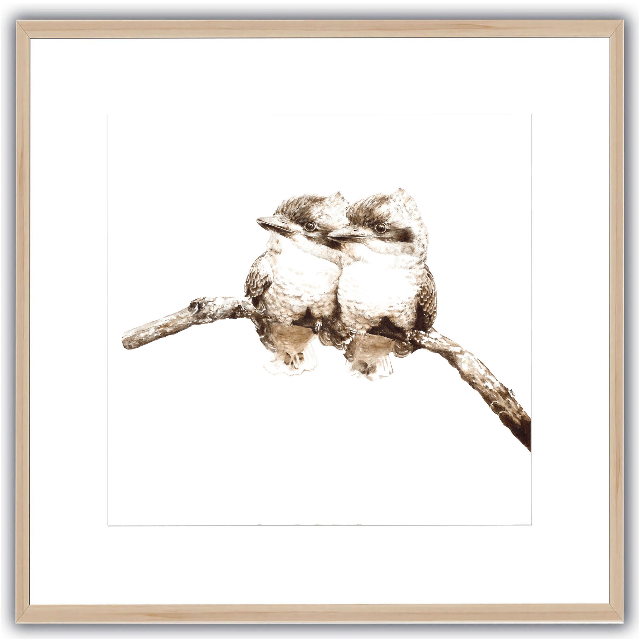 Baby Laughing Kookaburras. Limited Edition Animal Print Square.